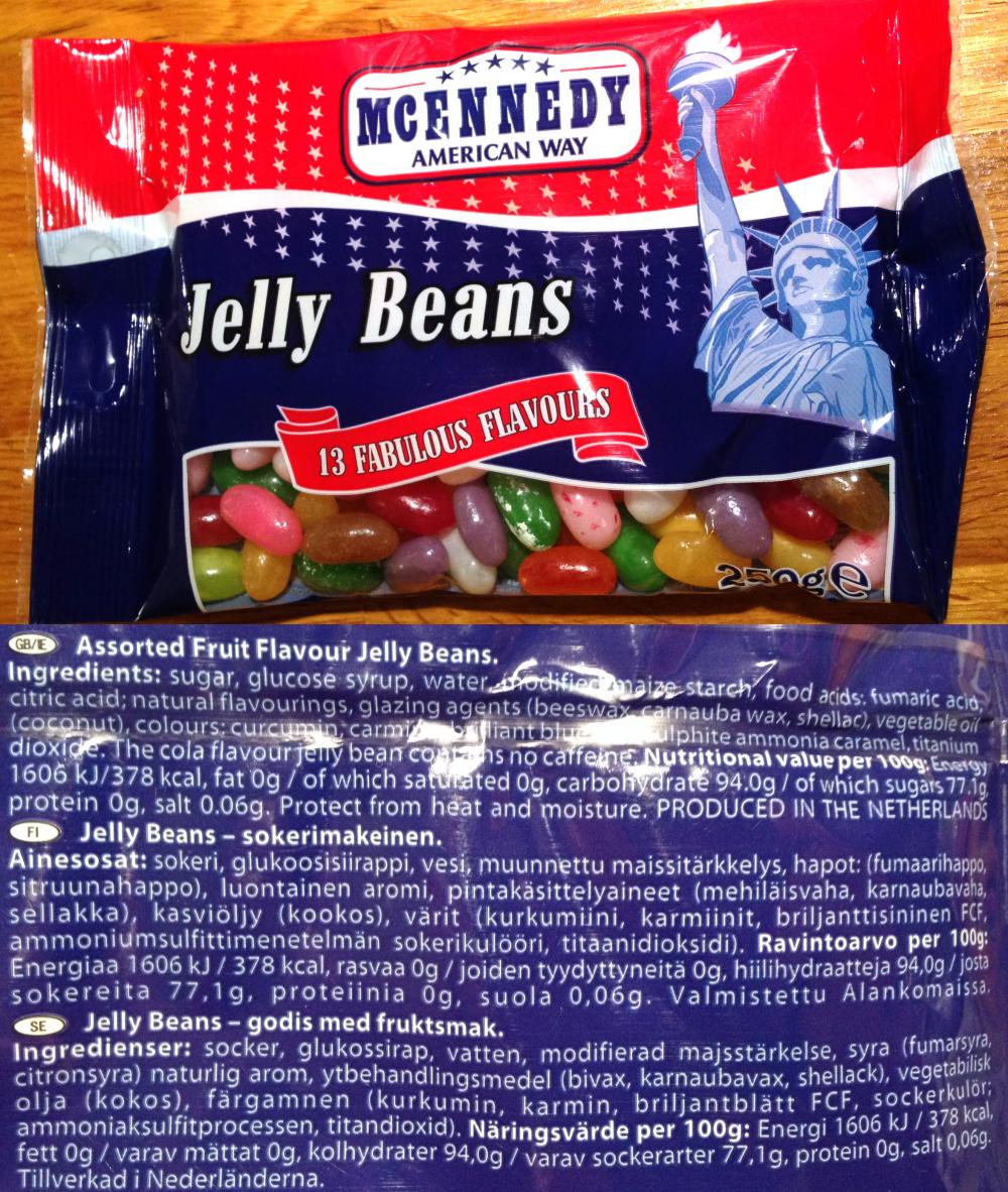 Mcennedy Jelly Beans. Jos Jelly Belly -tyyppiset karkit kuuluvat omiin suosikkeihin, Lidlistä löytyy aika edullisesti aivan yhtä herkullisia 