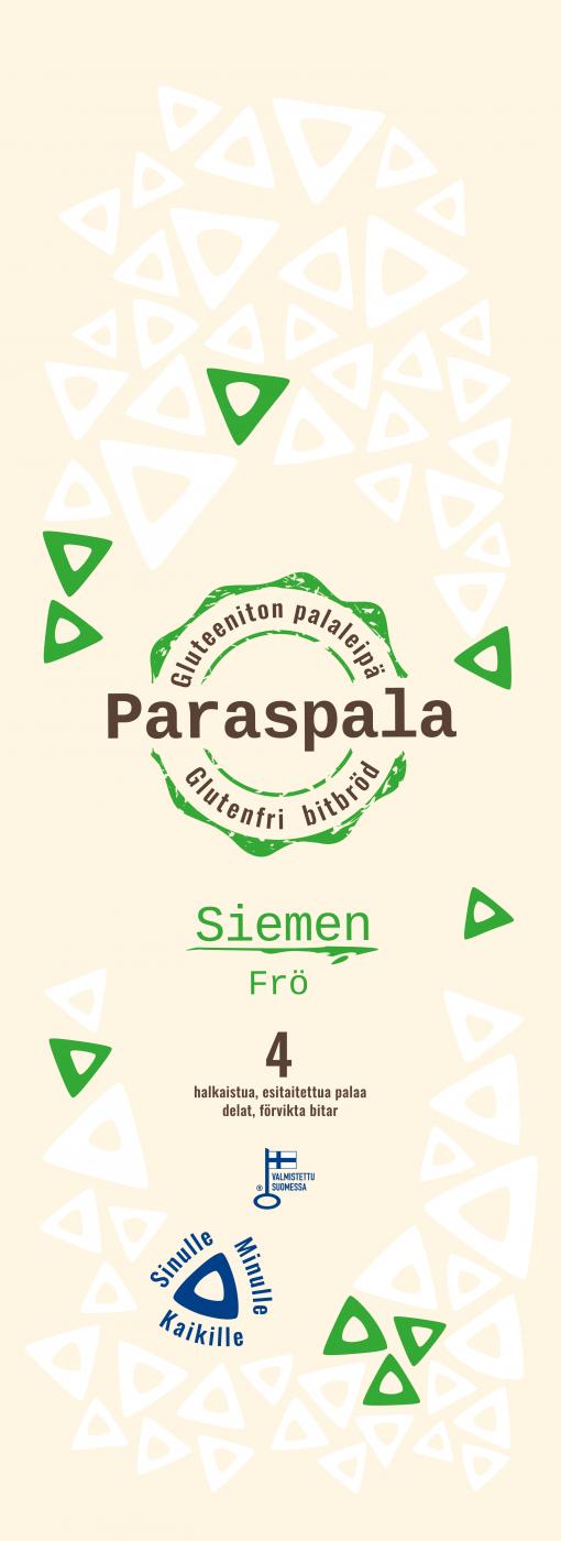 Lahest 2018 Oy Paraspala, Siemen 240g. Gluteeniton palaleipä.