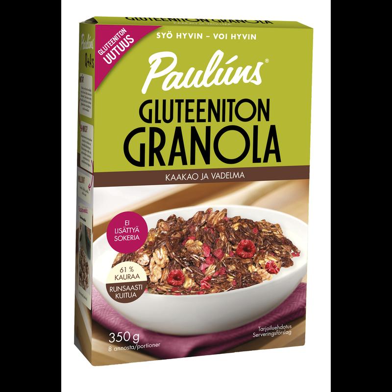 Pauluns Gluteeniton Kaakao-vadelma Granola 350 g