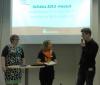 Glu.fi:n ylläpitäjä Jesse Valli ja Pohjois-Pohjanmaan sosiaali- ja terveysturvayhdistyksen Saara Pajunpää keskustelemassa vertaistuesta verkossa Keliakia 2013 -messuilla.
