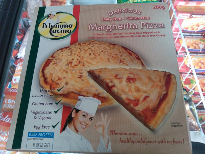 Tmmistkin vege-pizzaa oli gluteenittomana Kampin K-Supermarketissa.