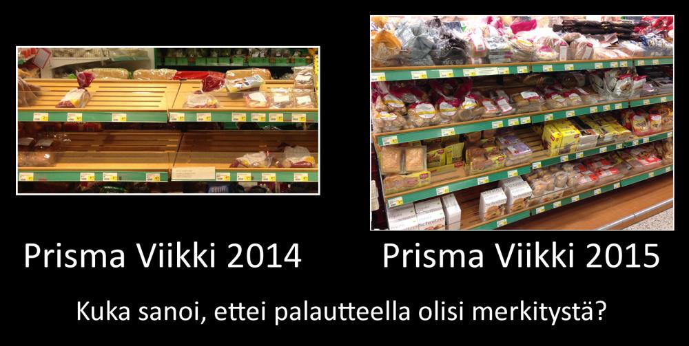 Vuosi sitten Prisma Viikin gluteeniton valikoima nytti hieman toisenlaiselta. Jos ei kaupan valikoima miellyt, antakaa palautetta!