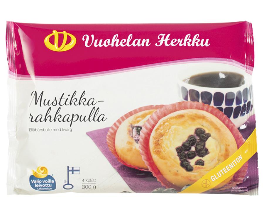 Vuohelan Herkku Oy Mustikkarahkapulla 4 kpl/300 g -pakaste.