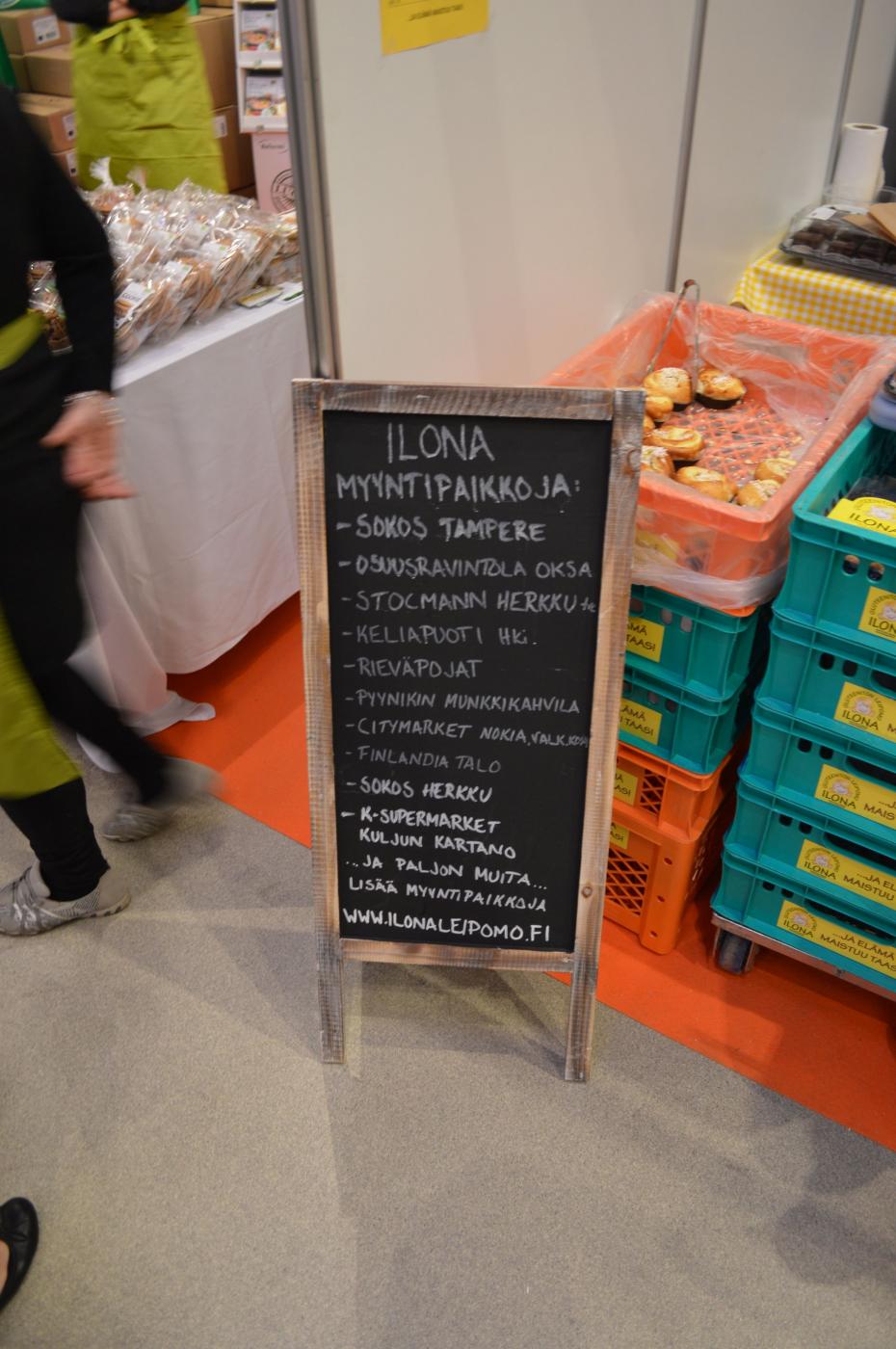 Gluteeniton leipomo Ilonan tuotteiden myyntipaikkoja.