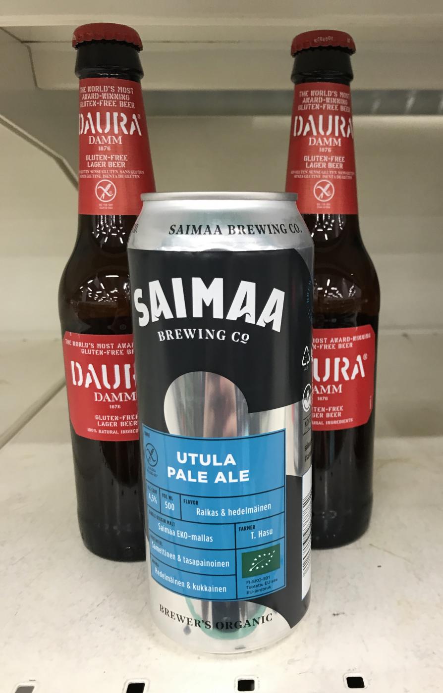 Se fiilis kun lydt Prismasta uuden gluteenittoman oluen ja kello on 21:05.