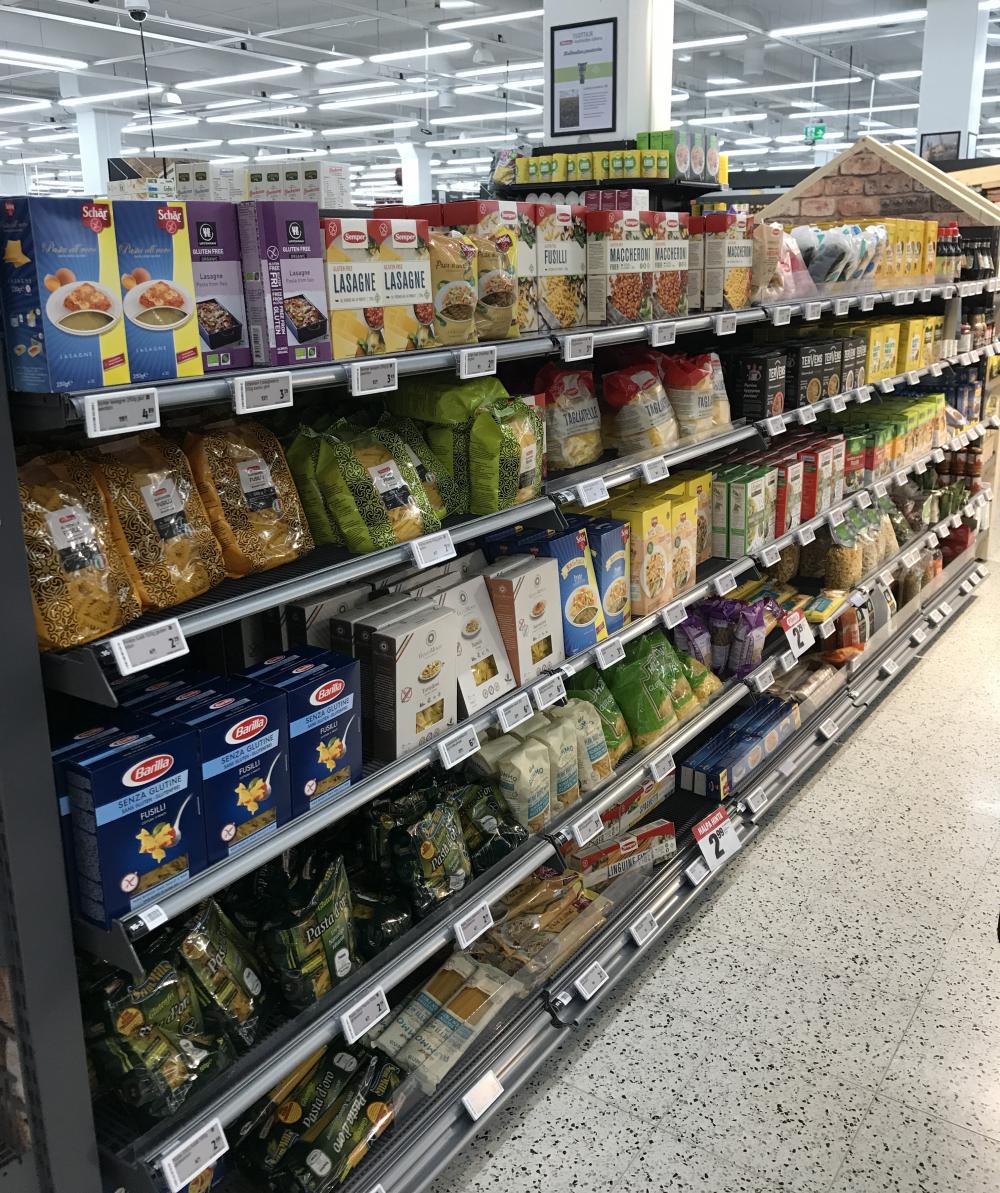 K-Citymarket Eastonin valikoimasta lytyy mys runsaasti gluteenitonta pastaa.