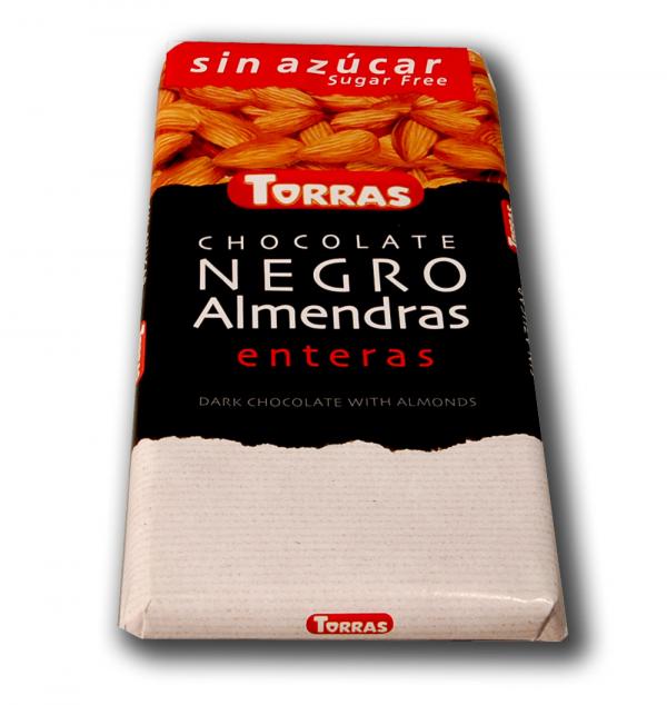 Torras Gluteeniton ja sokeriton suklaa kokonaisilla paahdetuilla manteleilla 150 g