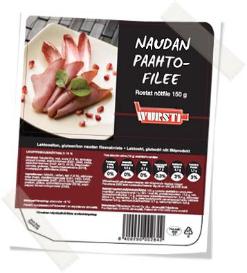 Wursti Oy J&amp;J Naudan paahtofilee, 150 g
