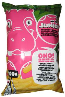 Real Snacks Junior miedosti mansikanmakuiset maissinaksut, 100 g