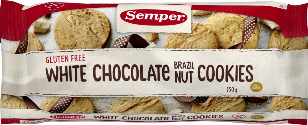 Semper Valkosuklaa-parapähkinä cookiet, 150g