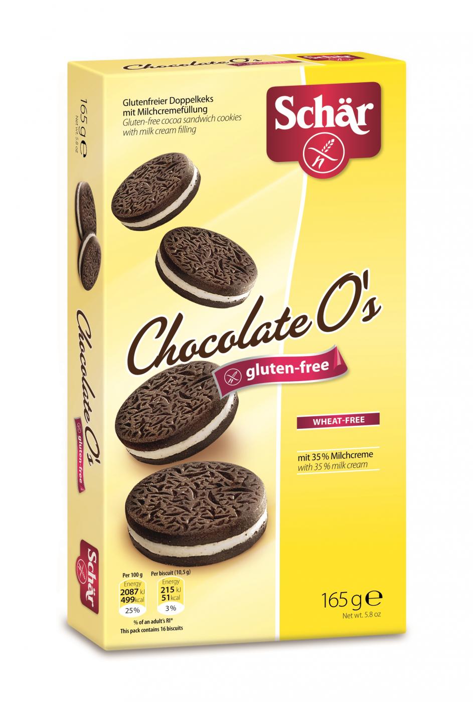Dr.Schär Chocolate O's - Gluteeniton maitokreemitäytteinen suklaakeksi