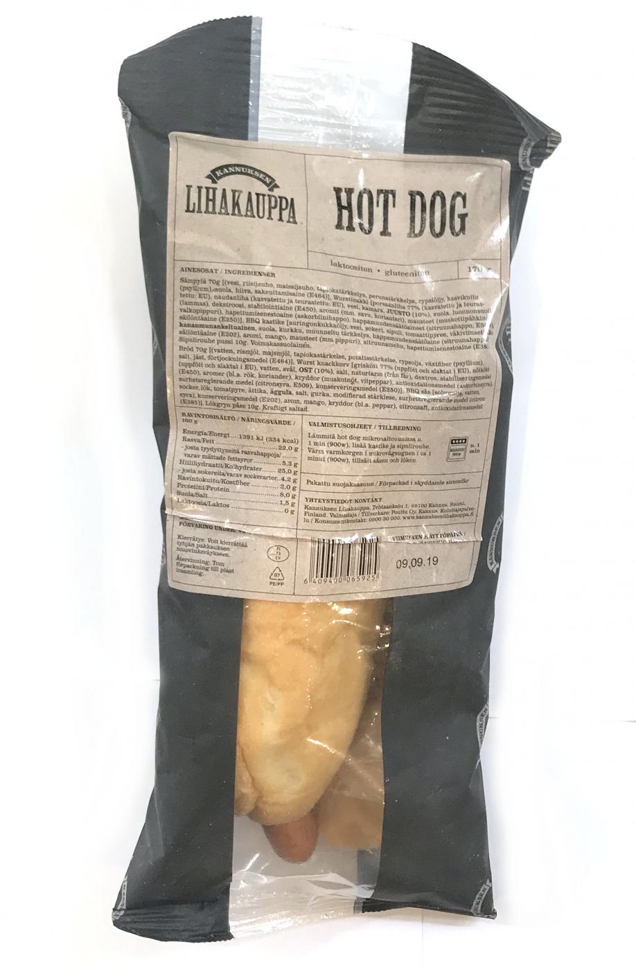 Kannuksen Lihakauppa Gluteeniton Hot Dog 170 g