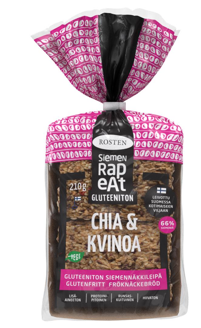 Leipomo Rosten CHIA &amp; KVINOA SIEMENNKKILEIP 210 g