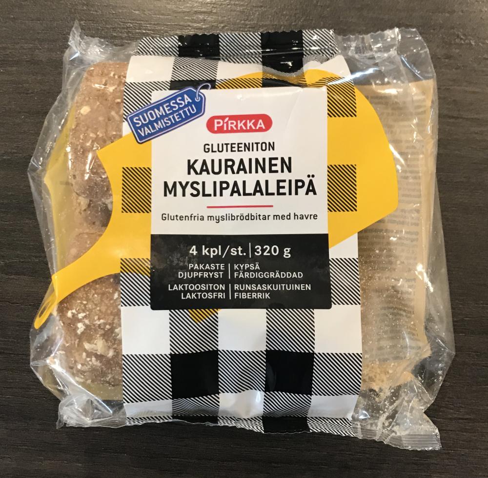 Pirkka Gluteeniton kaurainen myslipalaleipä 4 kpl / 320 g