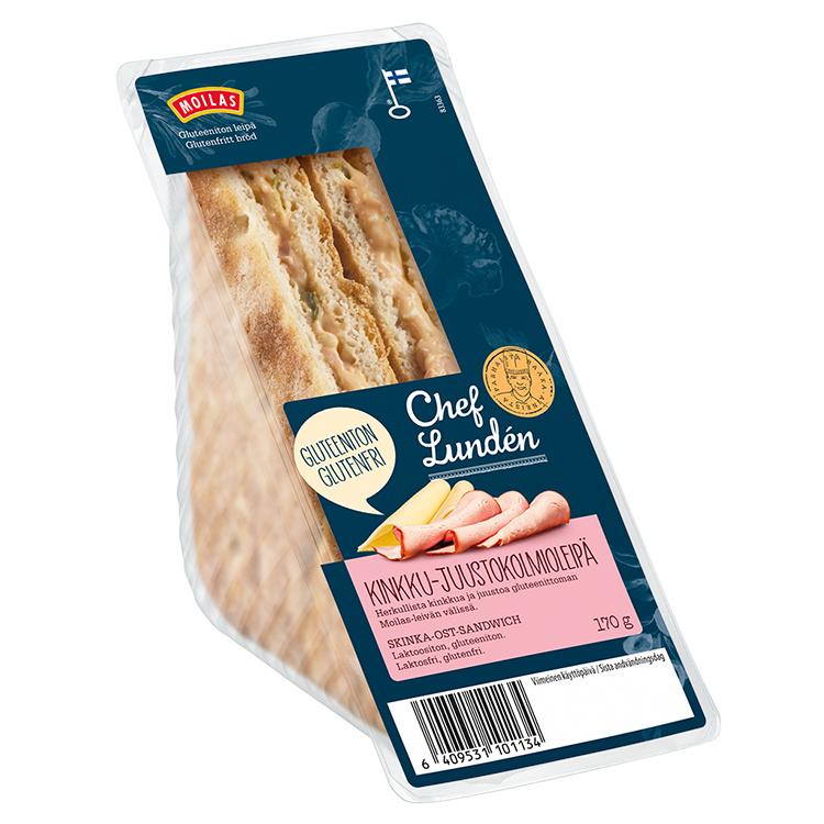 Chef Lunden Gluteeniton kolmioleip kinkku-juusto 170g