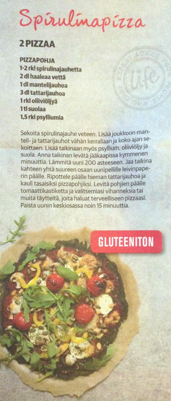 Spirulinapizza (gluteeniton)