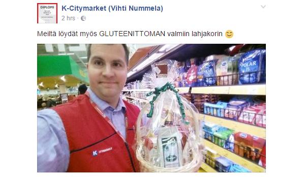 Gluteeniton herkkukori K-Citymarket Vihti Nummelasta