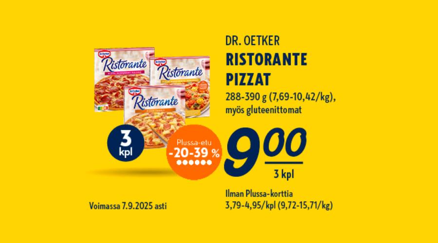 Dr. Oetkerin gluteenittomat pizzat tarjouksessa